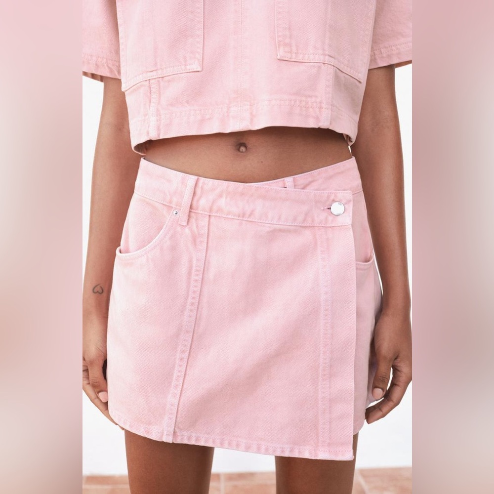 Zara Light Pink Denim Skort